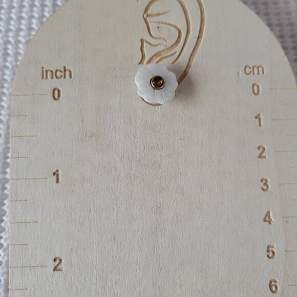 SAO Floral Daisy Choker Necklace Matching Pierced Stud Earrings Set Orange Topaz - Picture 5 of 5